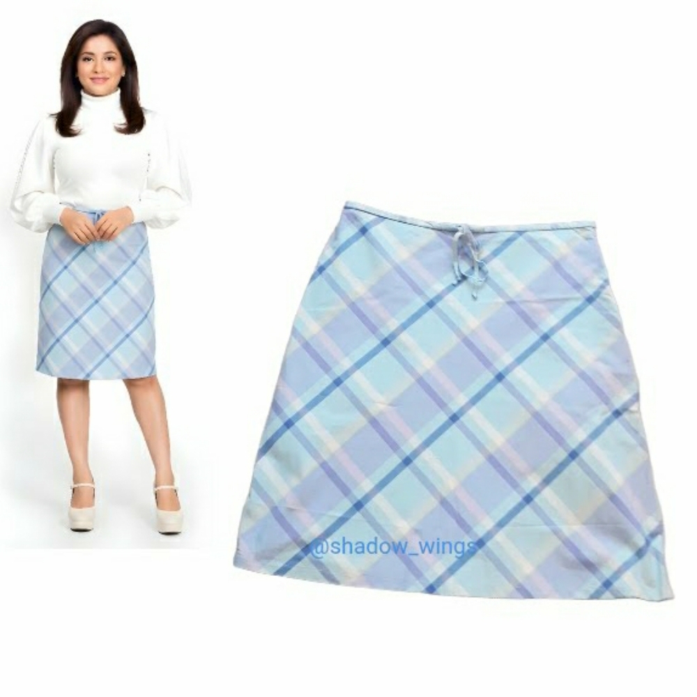 Vintage Gap Pastel Plaid A-Line Skirt / Size 10 Gap Plaid Cotton Straight Skirt